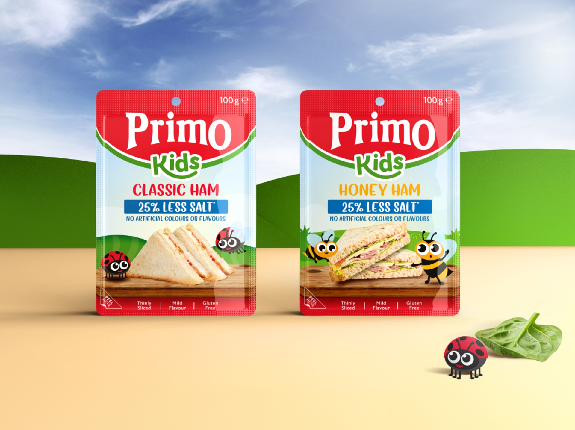Packaging design for meat brand Primo Kids Classic Ham and Honey Ham packaging design created by Our Revolution