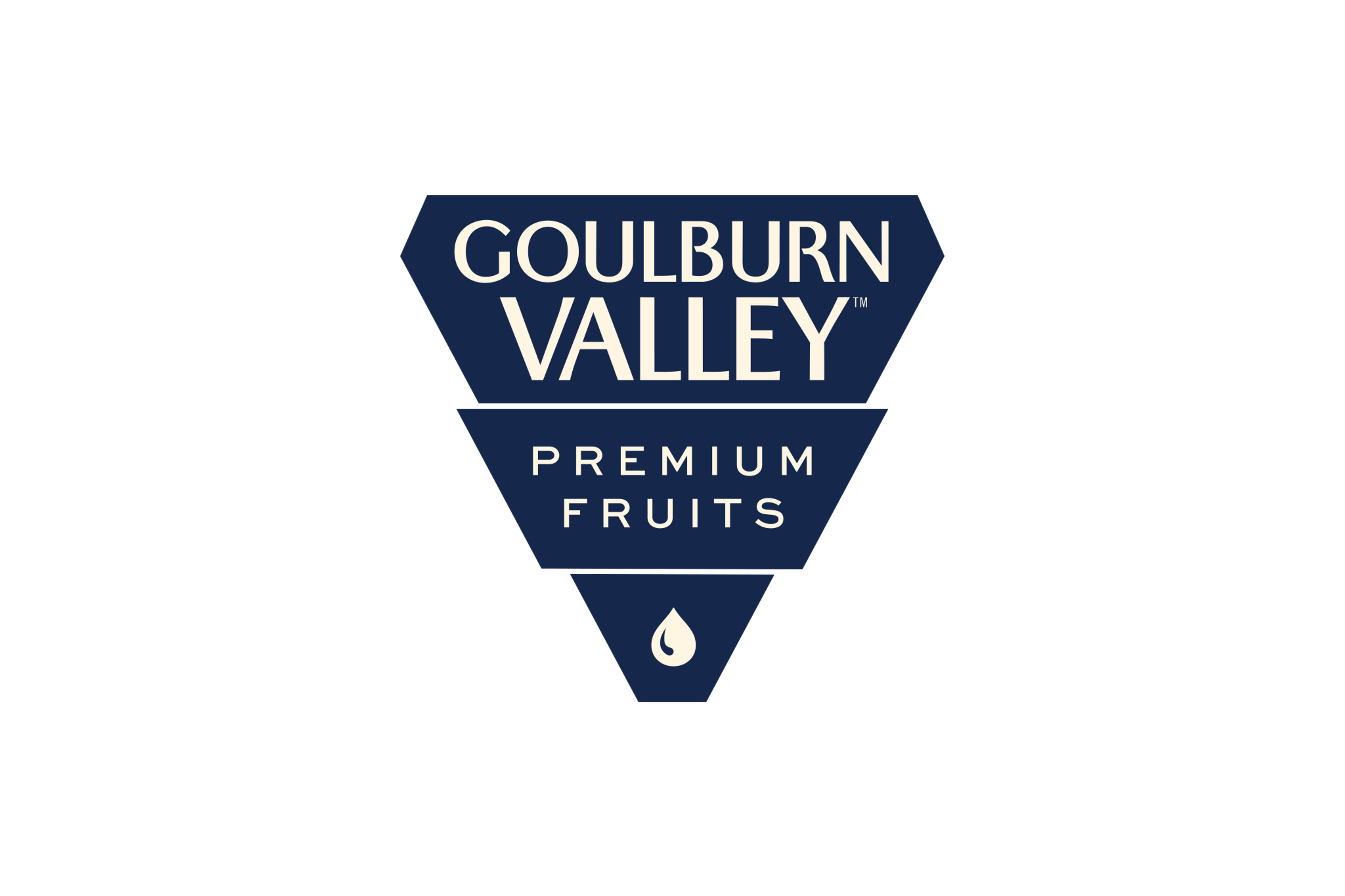 Brand identity design of premium fruits logo for Goulburn Valley rebrand by branding agency Sydney London Our Revolution